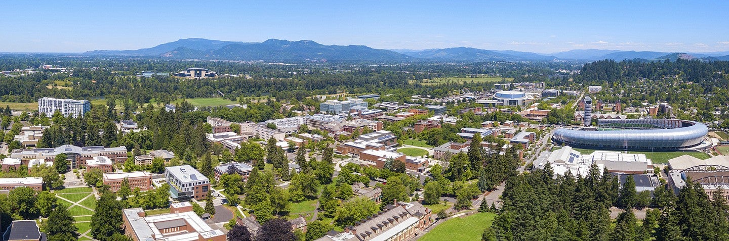 Panoramic view of the University of Oregon campus